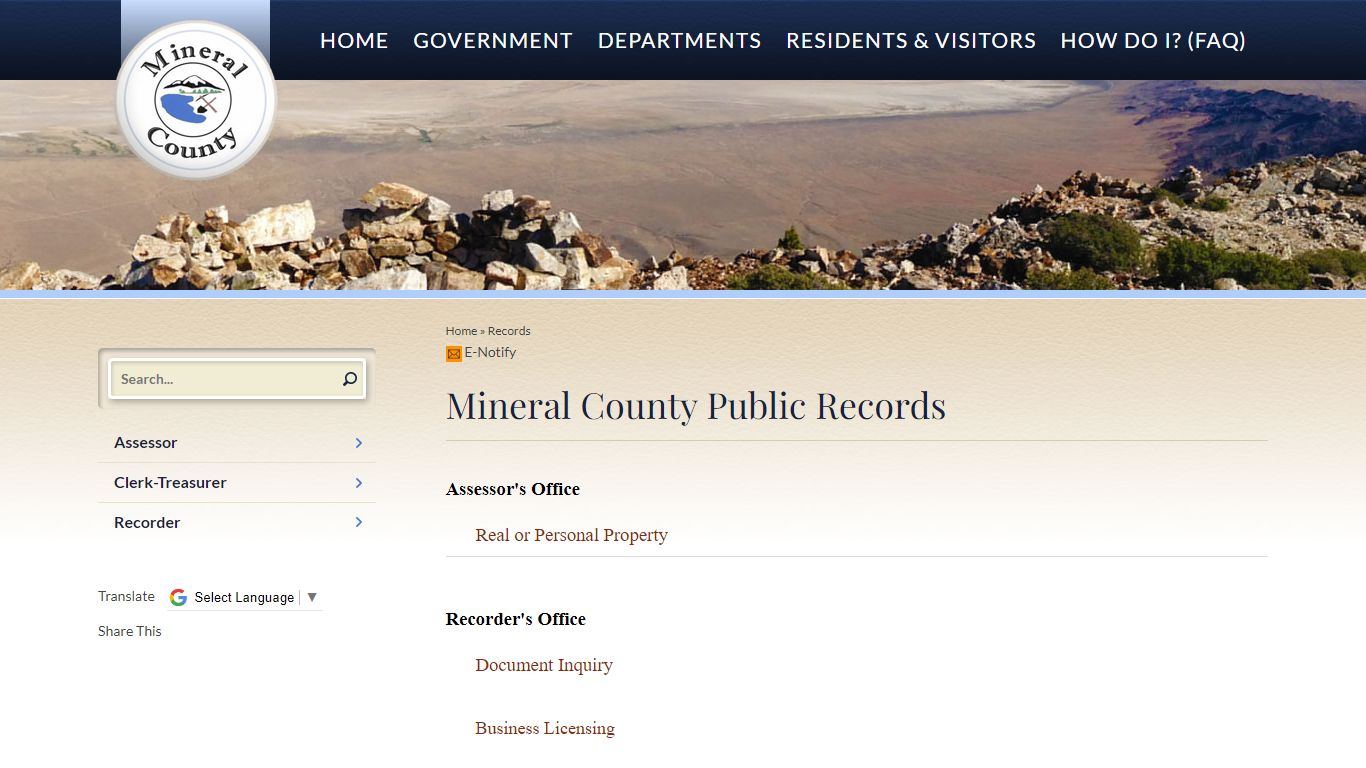 Mineral County Public Records